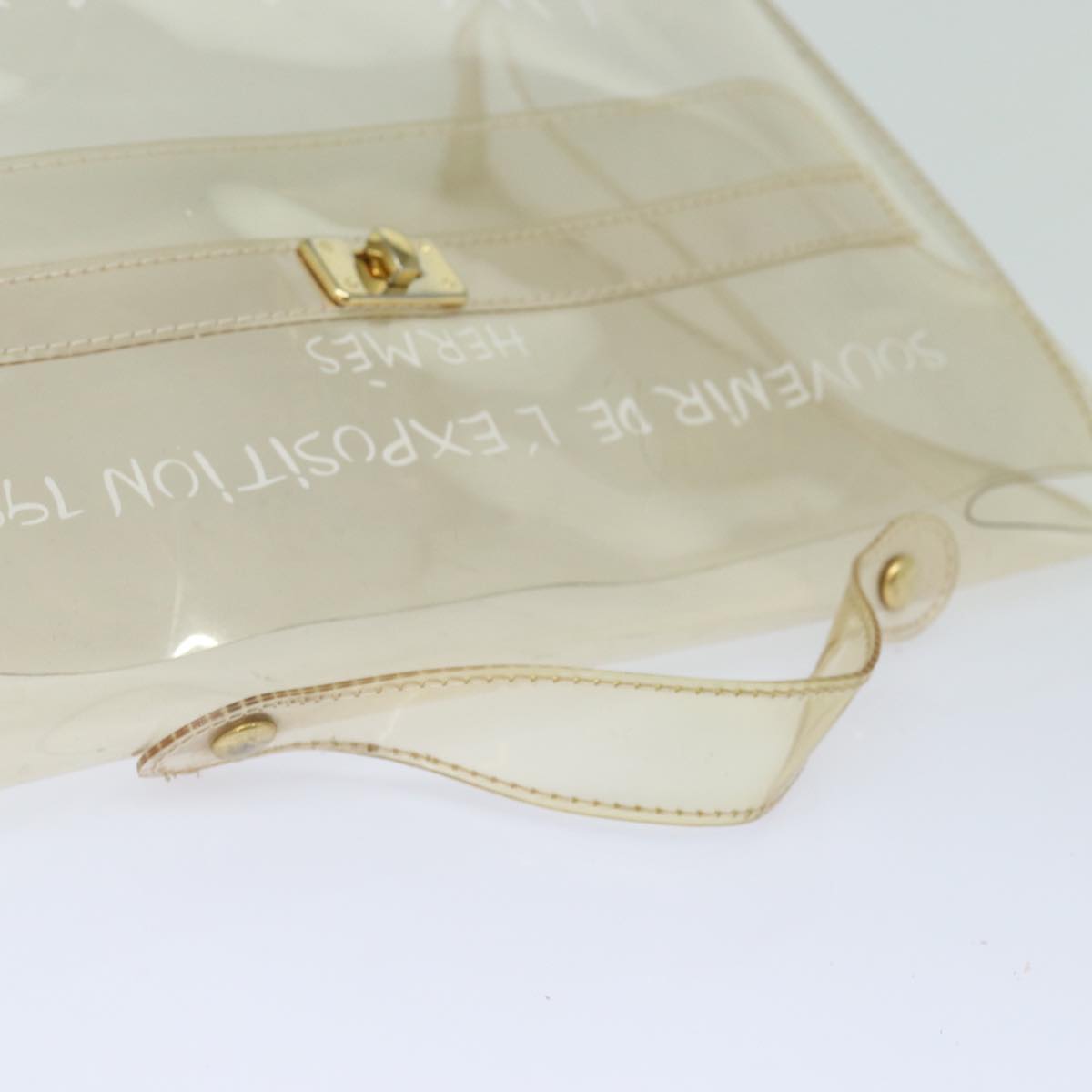 HERMES Vinyl Kelly Hand Bag Vinyl Clear Auth 78821