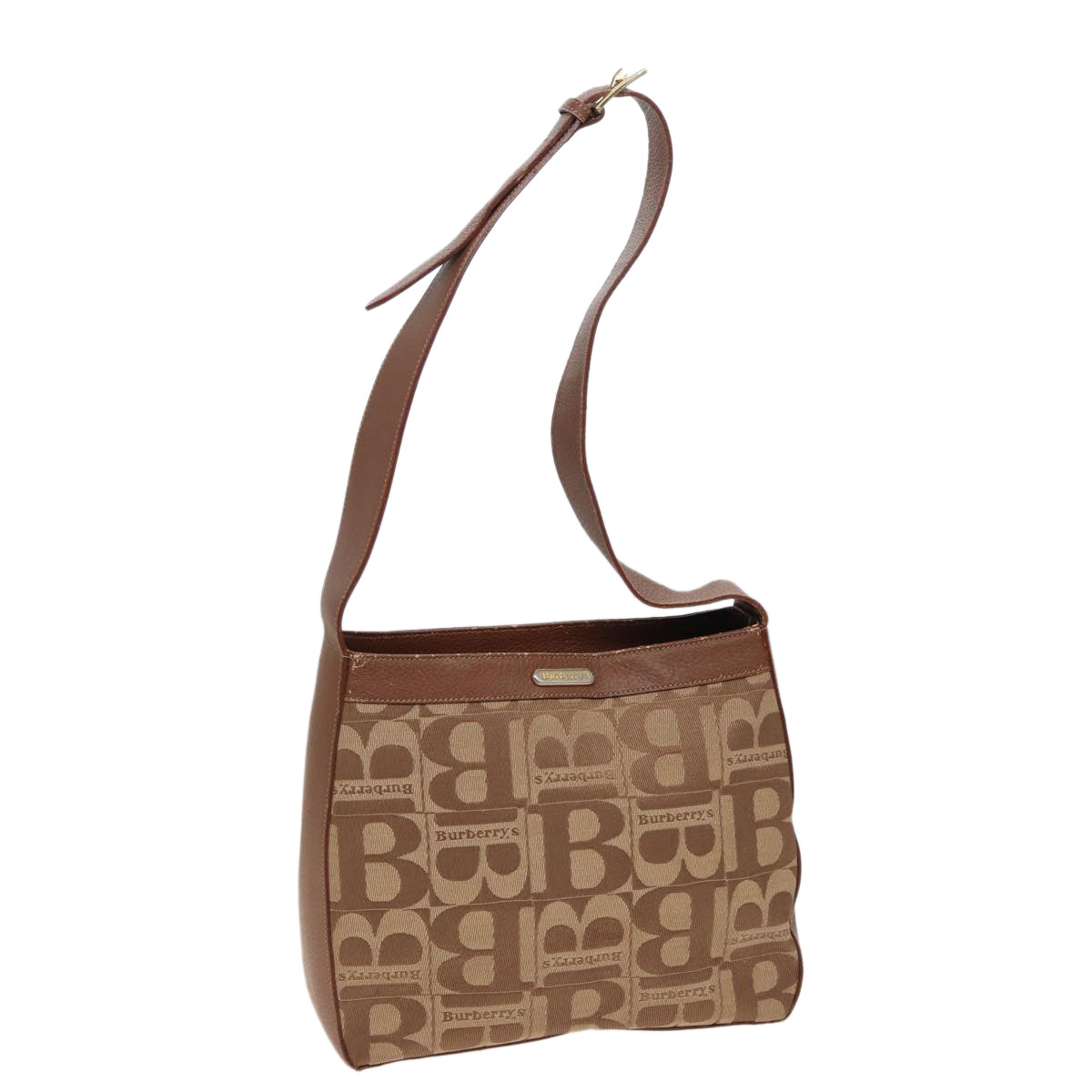 Burberrys Shoulder Bag Canvas Brown Auth 78848