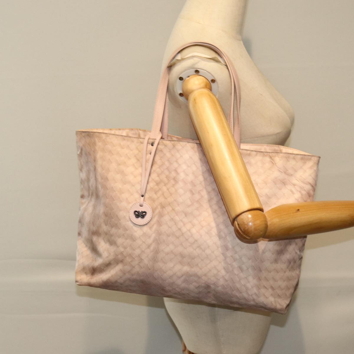 BOTTEGA VENETA Tote Bag Nylon Beige Auth 78910