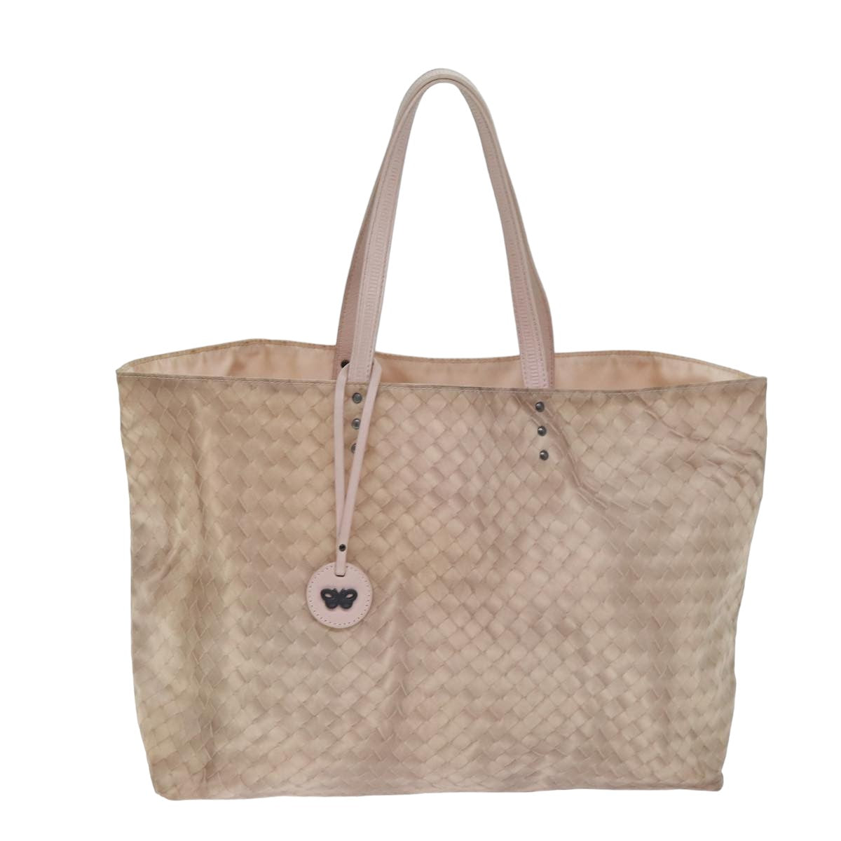 BOTTEGA VENETA Tote Bag Nylon Beige Auth 78910