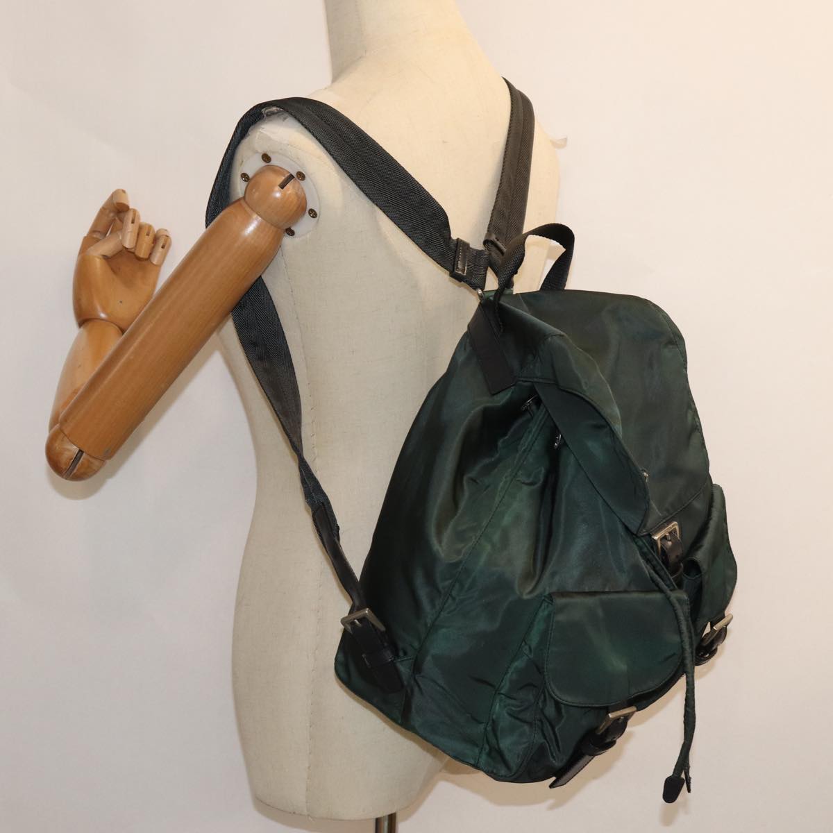 PRADA Backpack Nylon Khaki Auth 78912