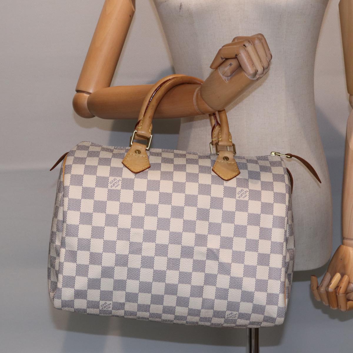 LOUIS VUITTON Damier Azur Speedy 30 Hand Bag N41533 LV Auth 78933