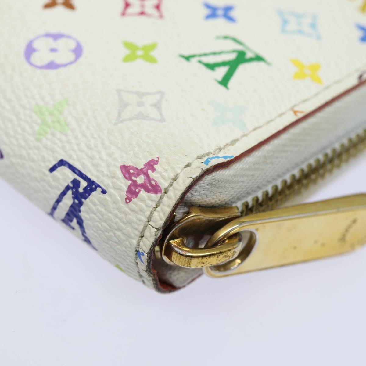 LOUIS VUITTON Monogram Multicolor Zippy Wallet White M60241 LV Auth 78954