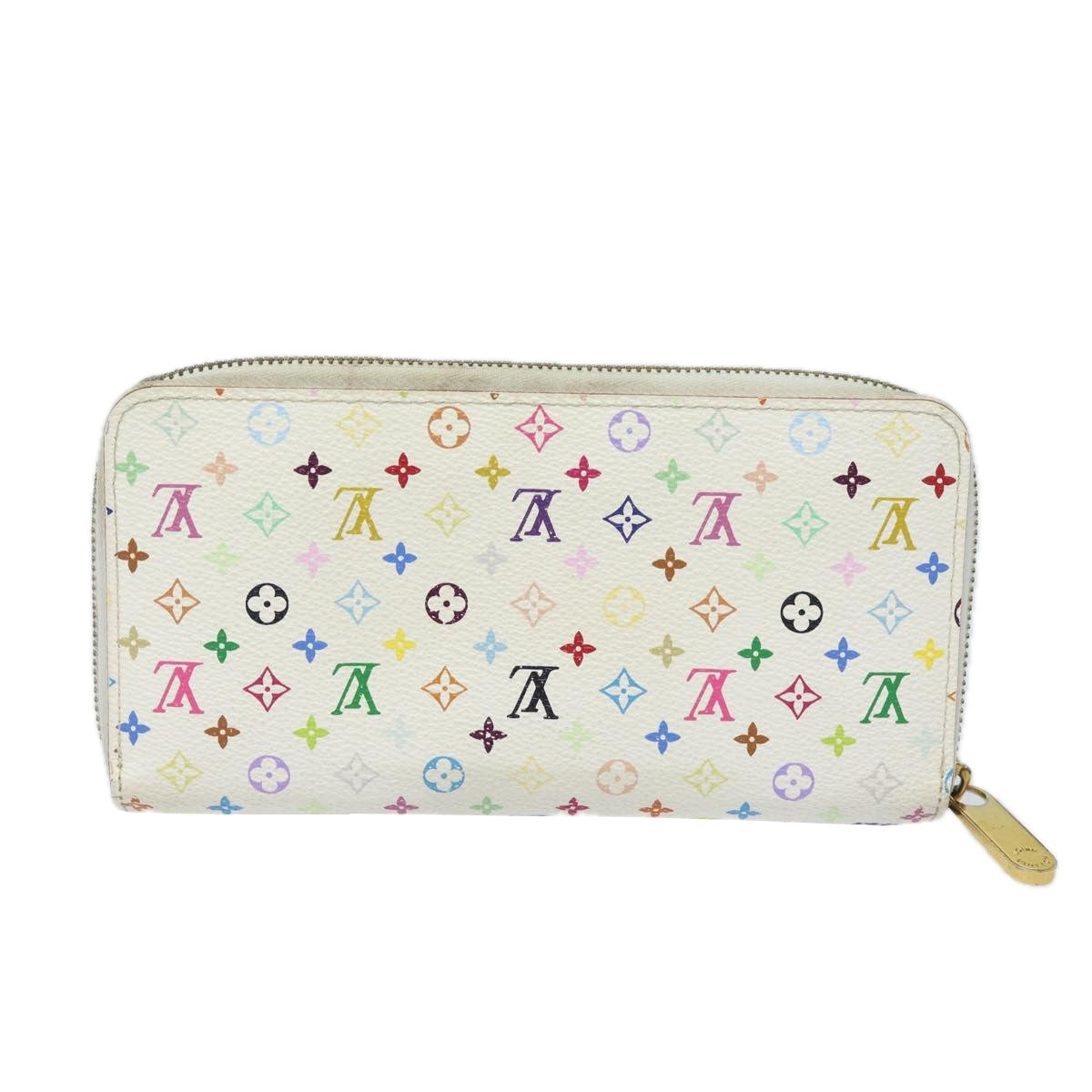 LOUIS VUITTON Monogram Multicolor Zippy Wallet White M60241 LV Auth 78954