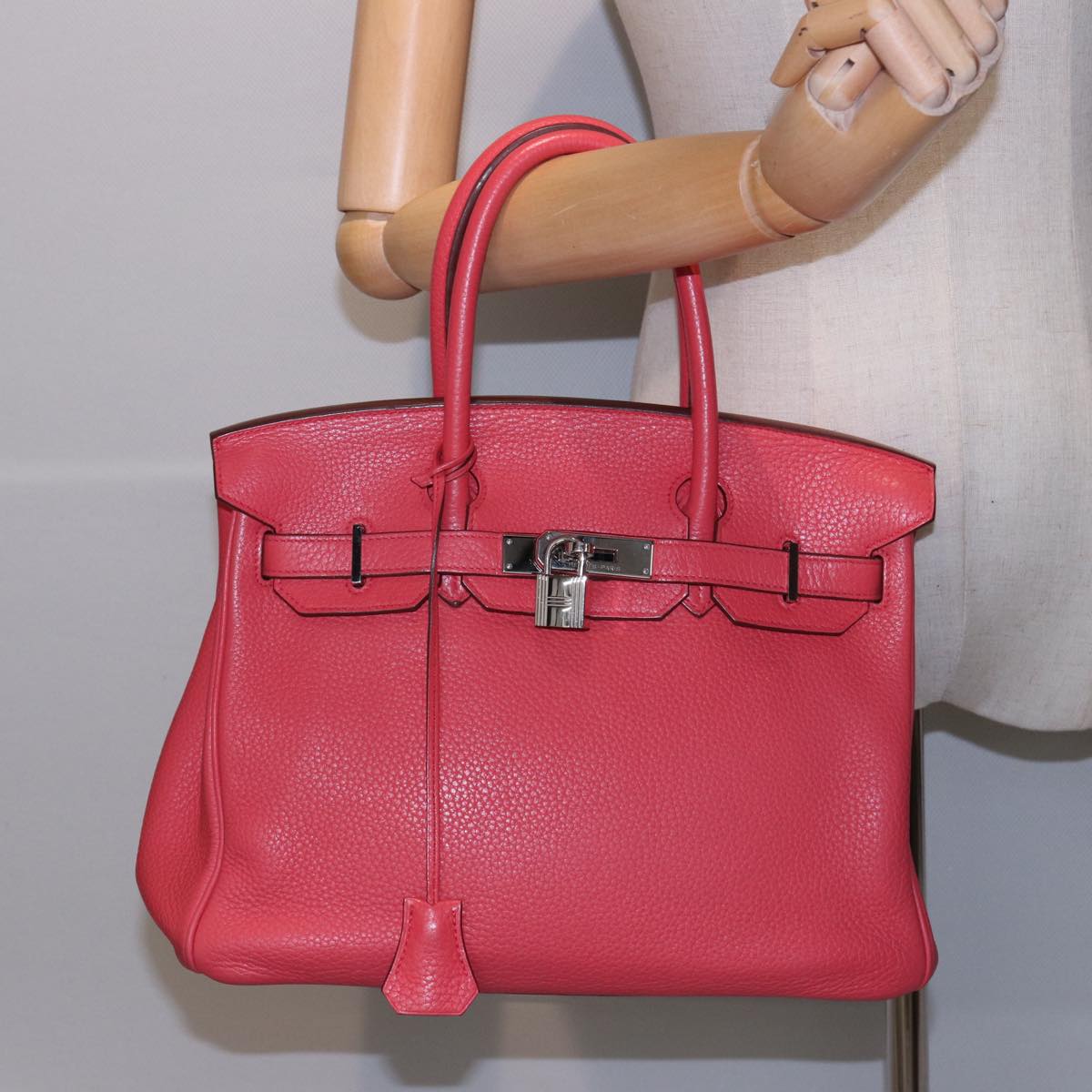 HERMES Birkin 30 Hand Bag Taurillon Clemence Leather Pink Auth 79114S