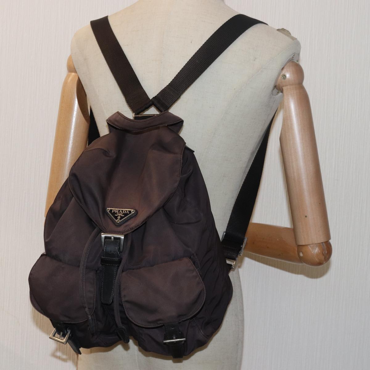 PRADA Backpack Nylon Brown Auth 79149