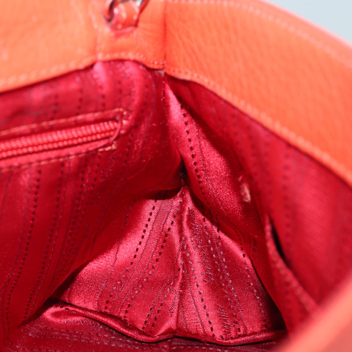 Salvatore Ferragamo Gancini Hand Bag Leather 2way Orange Auth 79212