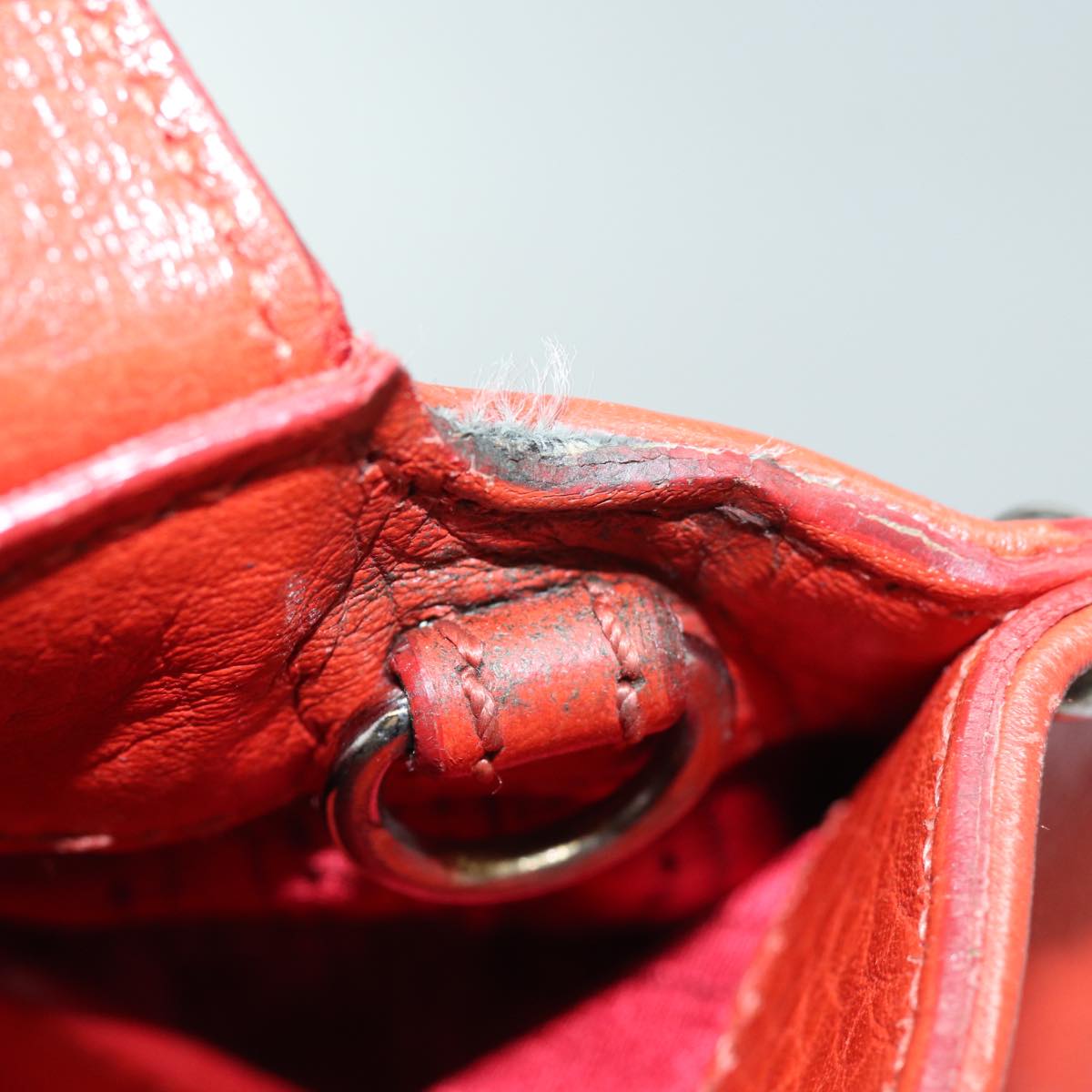 Salvatore Ferragamo Gancini Hand Bag Leather 2way Orange Auth 79212