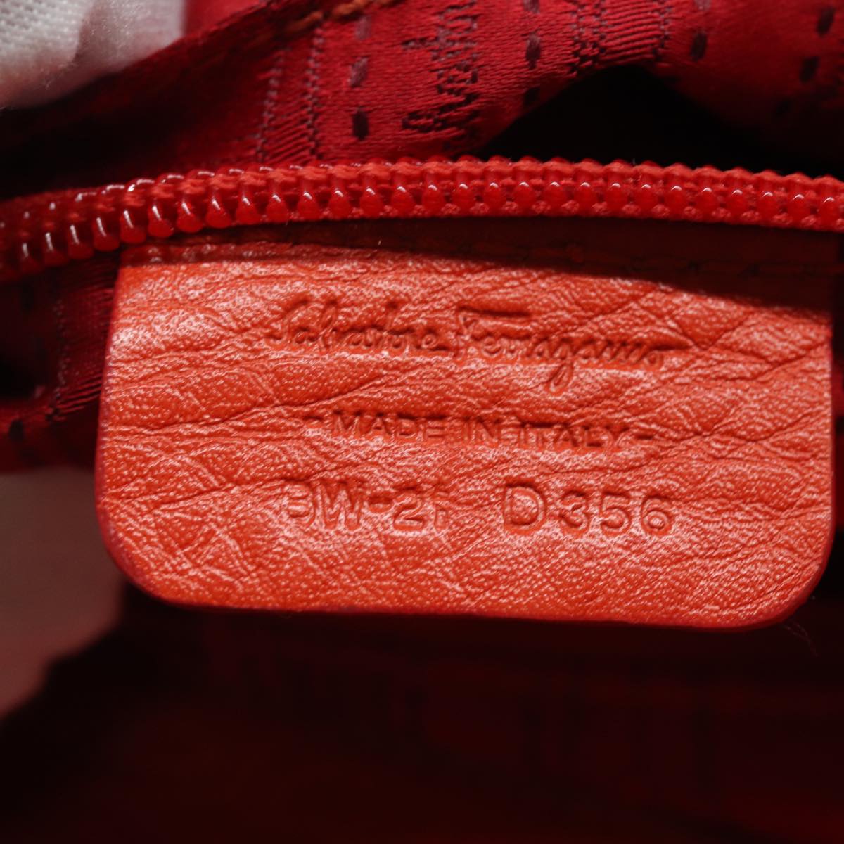 Salvatore Ferragamo Gancini Hand Bag Leather 2way Orange Auth 79212