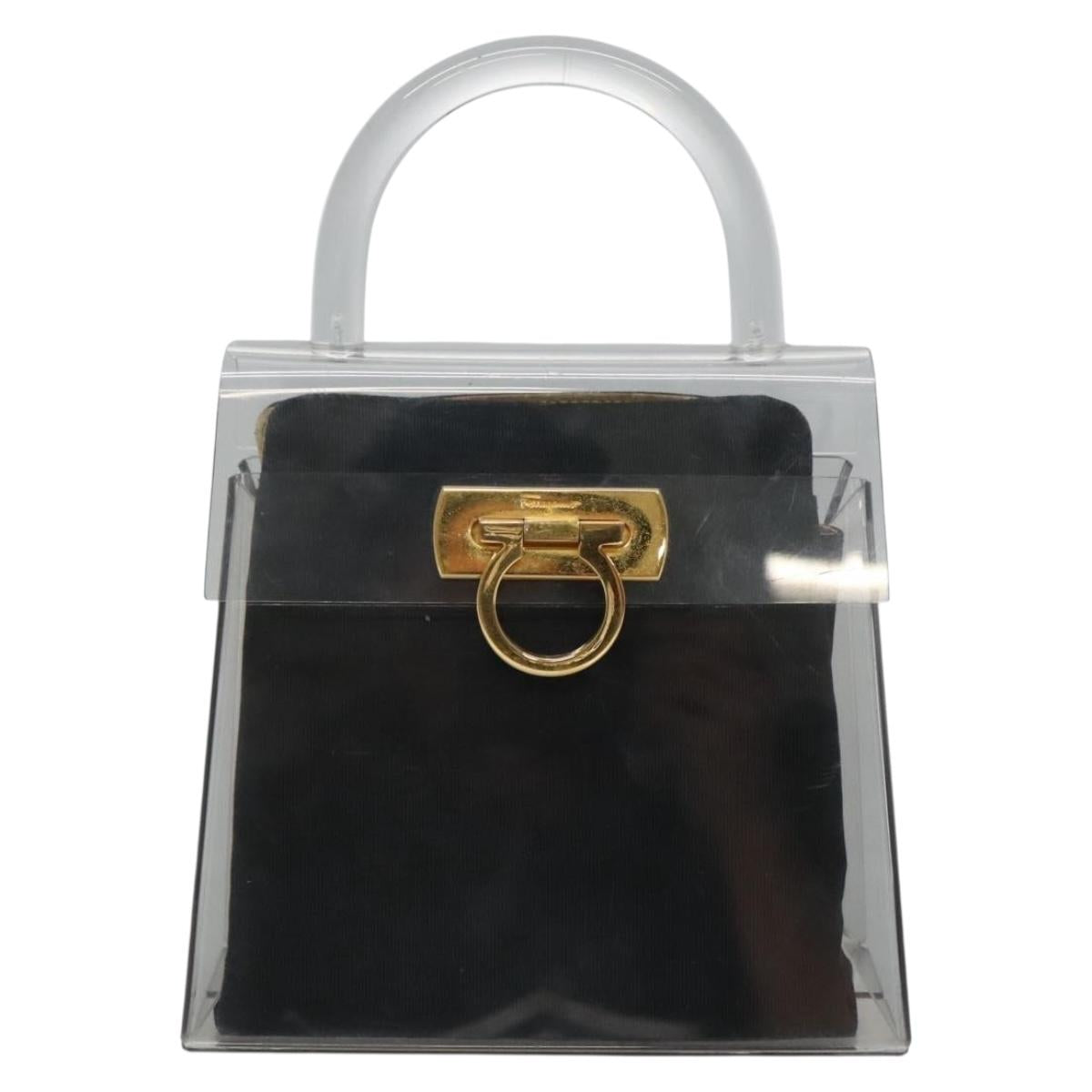 Salvatore Ferragamo Gancini Hand Bag plastic Clear Auth 79216