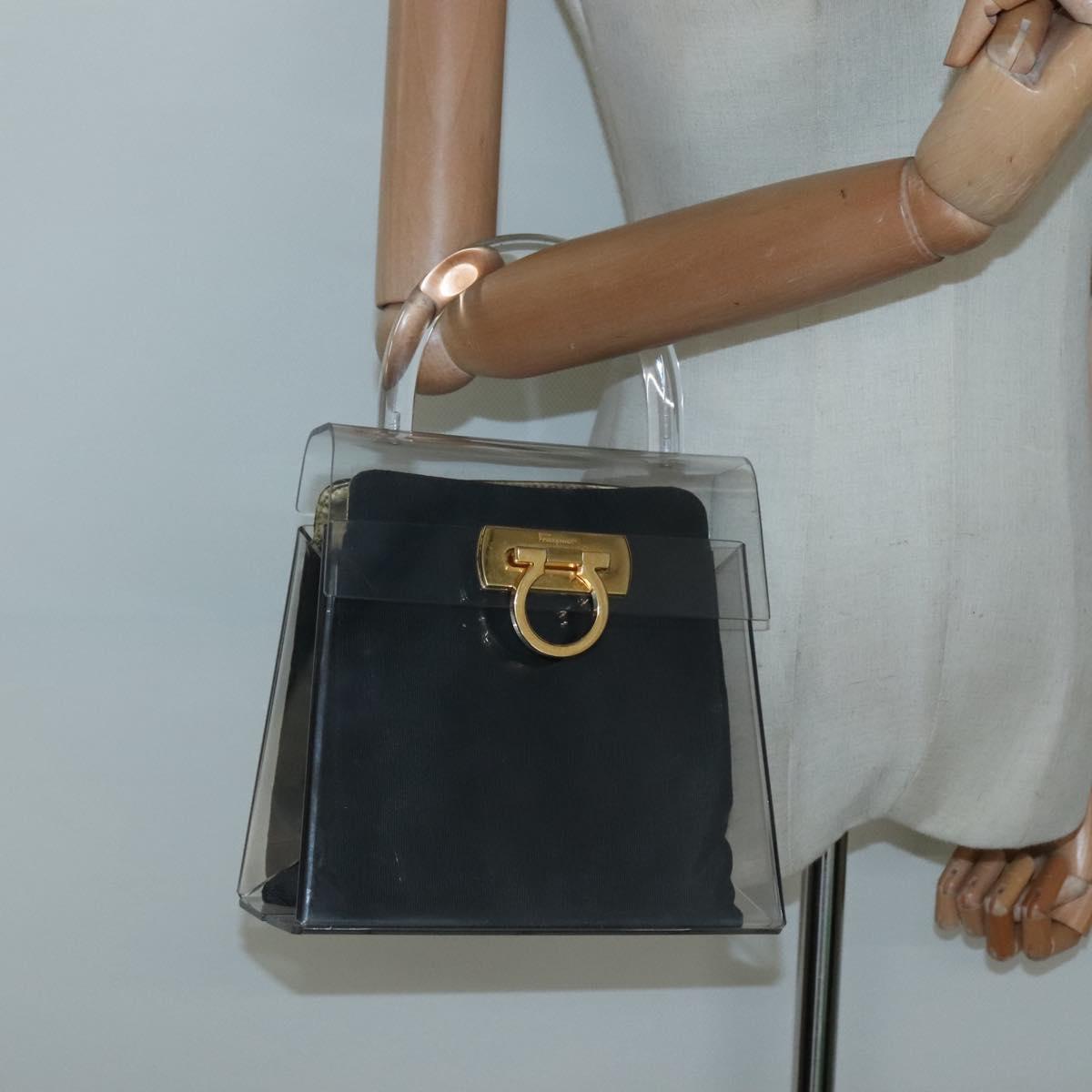 Salvatore Ferragamo Gancini Hand Bag plastic Clear Auth 79216