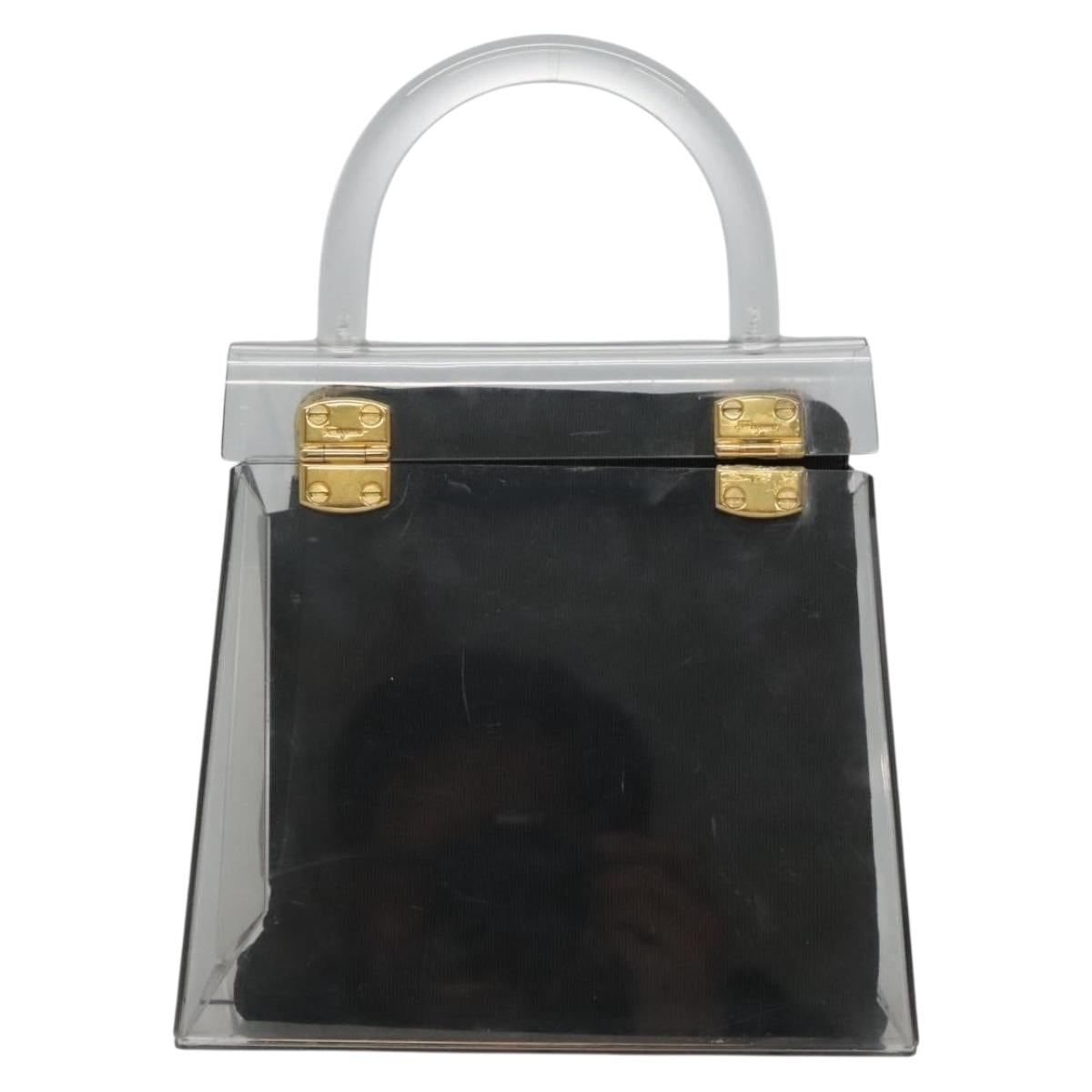 Salvatore Ferragamo Gancini Hand Bag plastic Clear Auth 79216