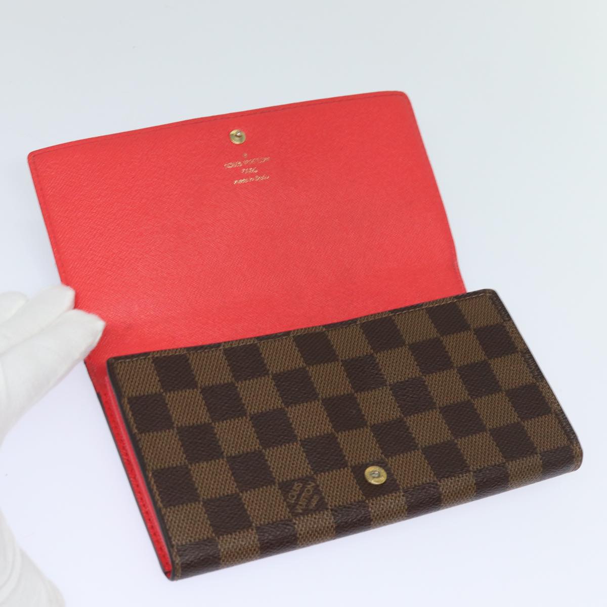 LOUIS VUITTON Damier Ebene Portefeuille Sarah Long Wallet N60491 LV Auth 79229