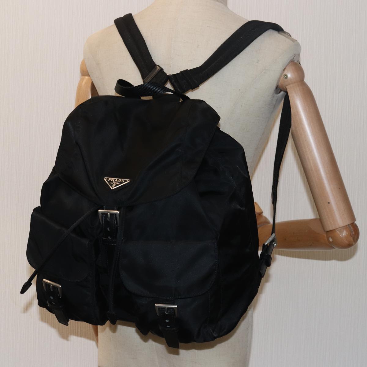 PRADA Backpack Nylon Black Auth 79370