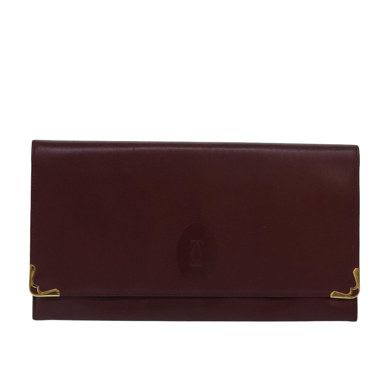 CARTIER Clutch Bag Leather Red Auth 79375