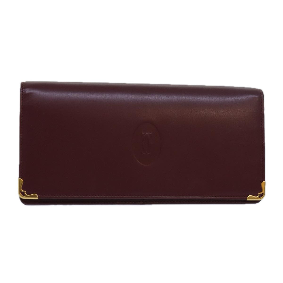 CARTIER Wallet Leather Red Auth 79472