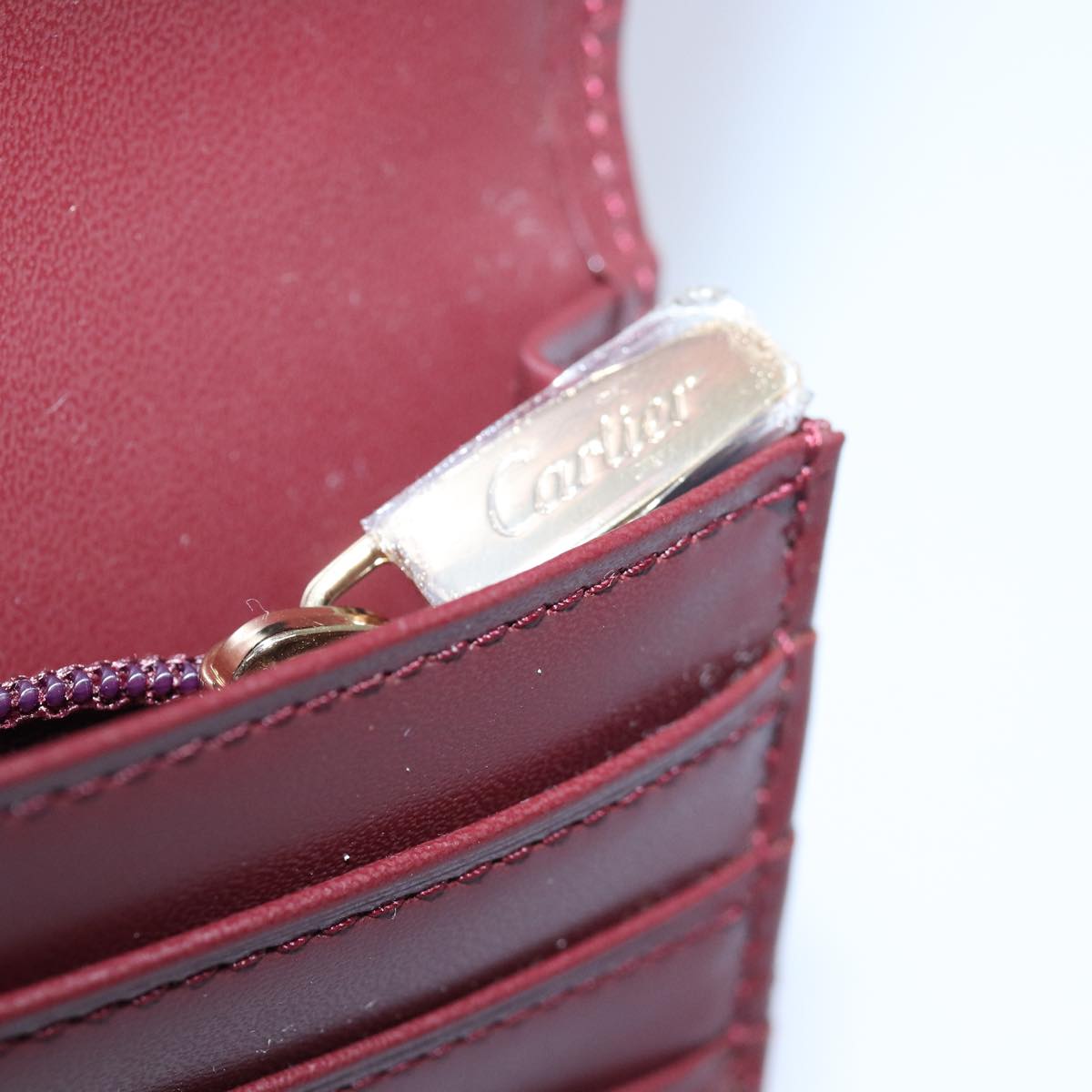 CARTIER Wallet Leather Red Auth 79472