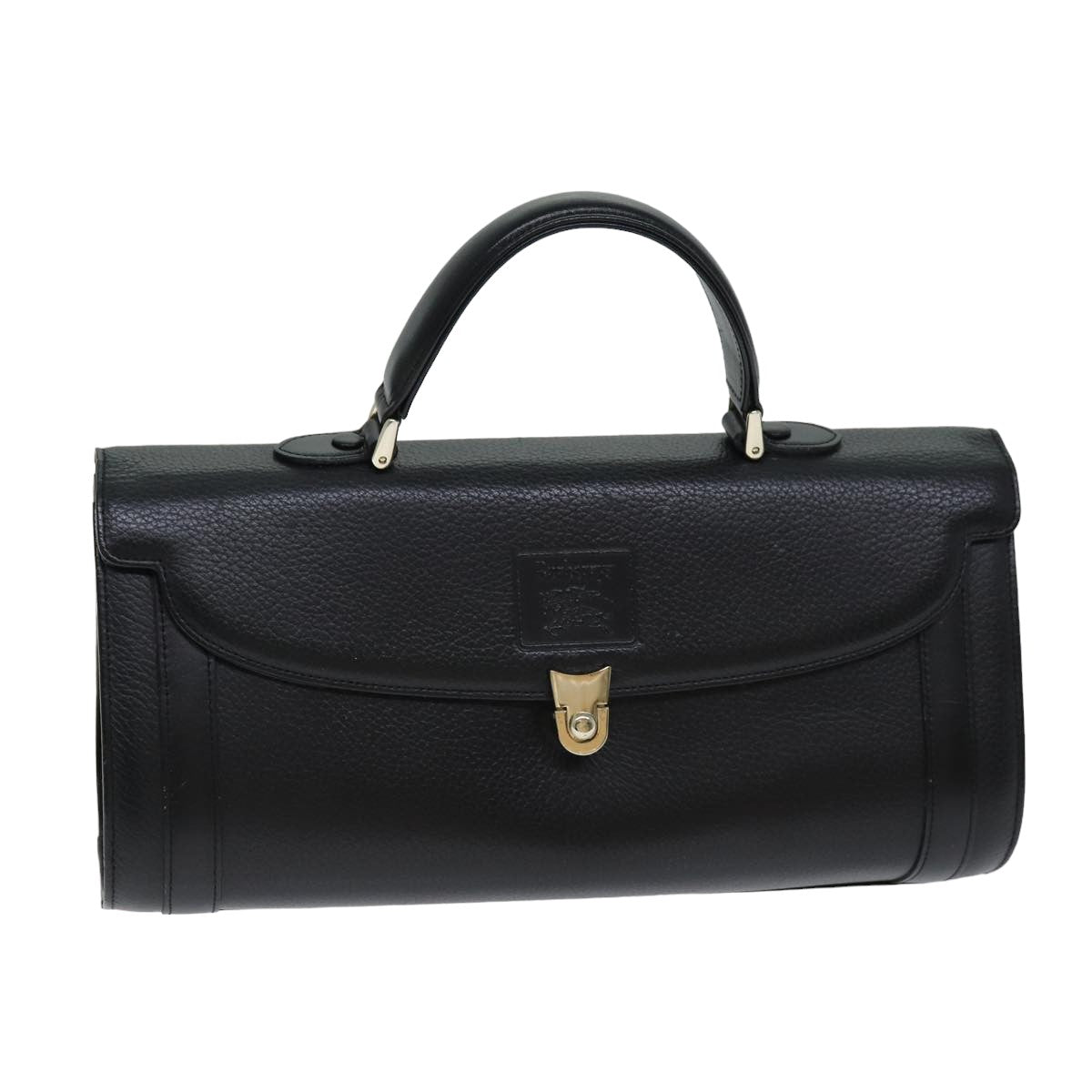 Burberrys Hand Bag Leather Black Auth 79493