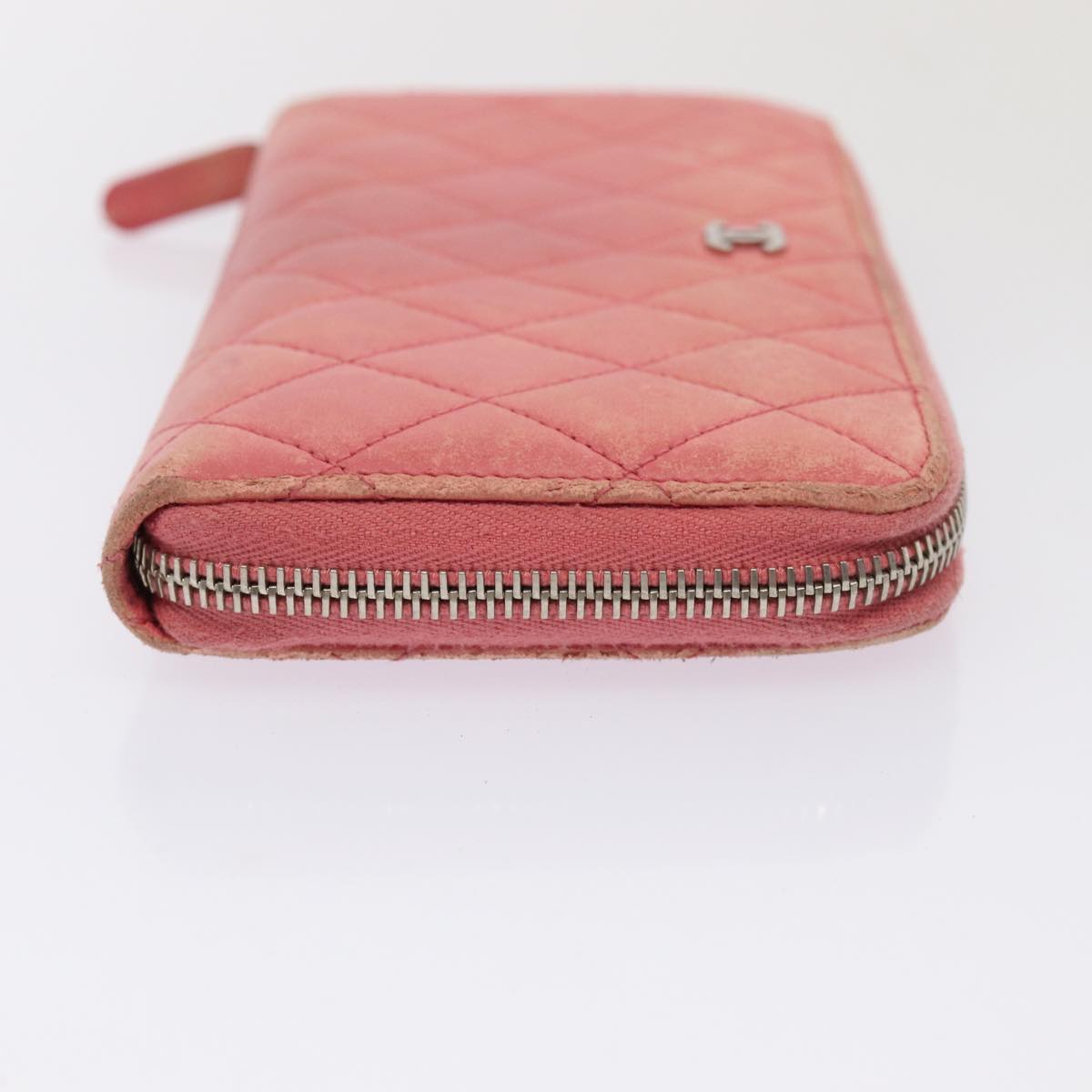 CHANEL Matelasse Long Wallet Lamb Skin Pink CC Auth 79765