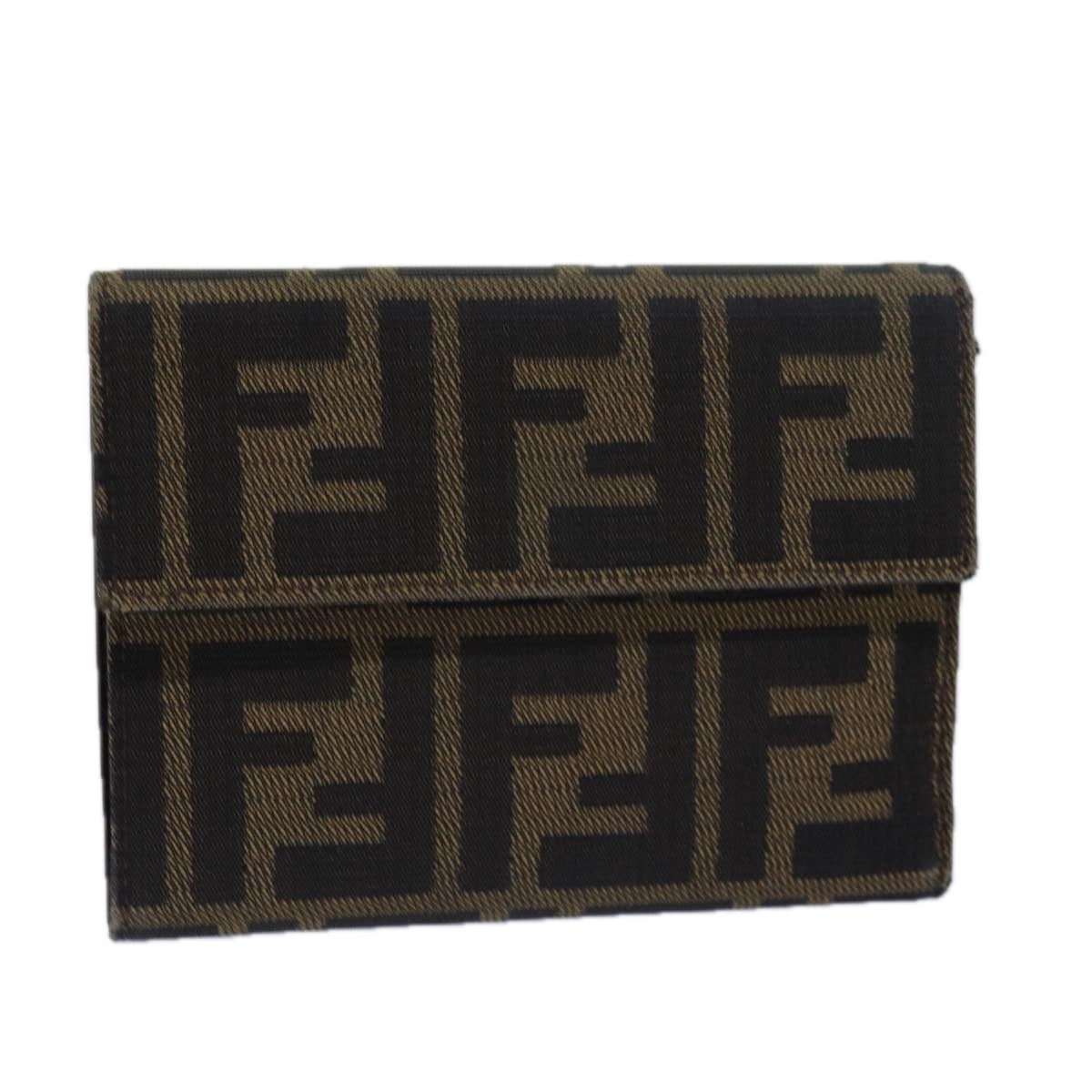 FENDI Zucca Canvas Wallet Black Brown Auth 79791