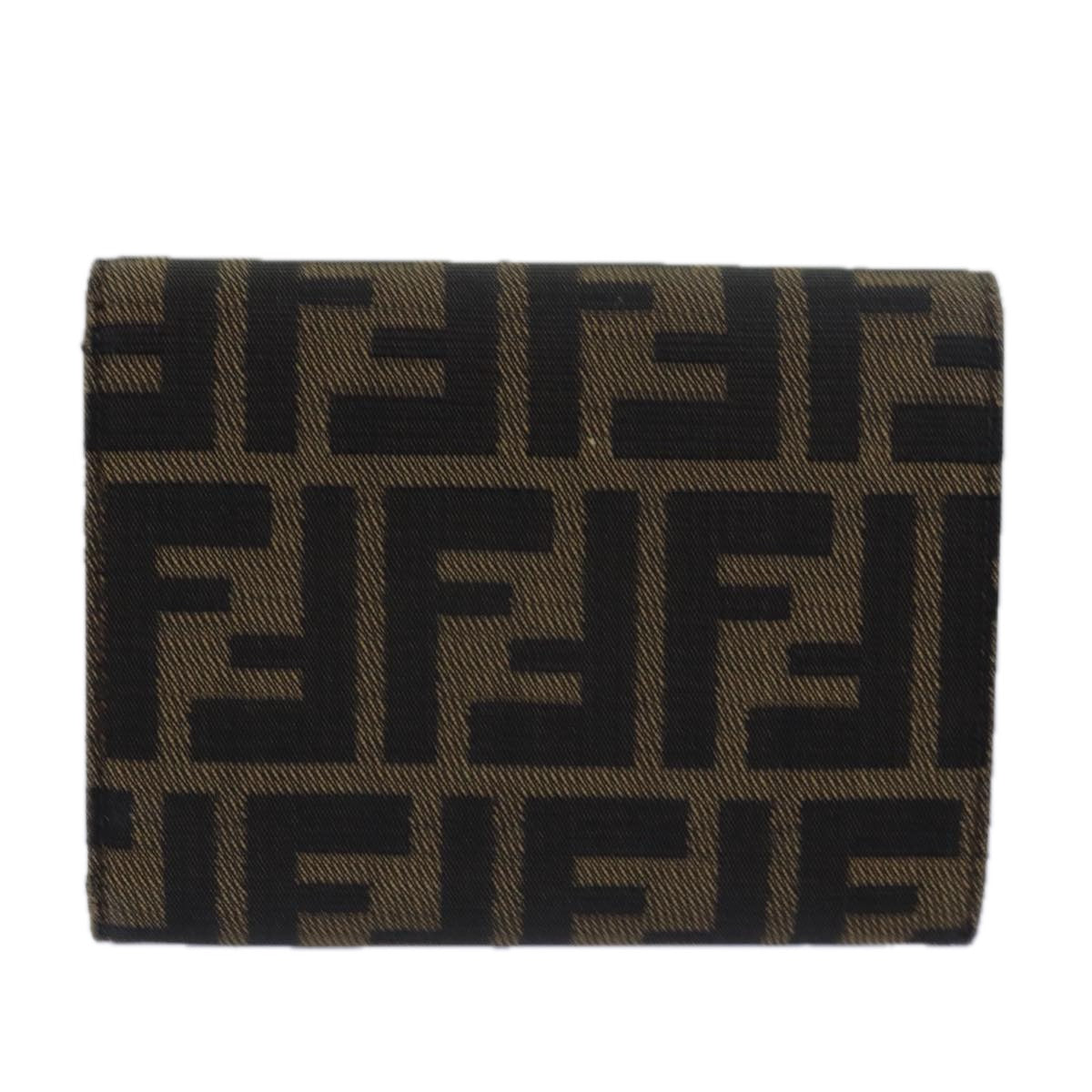 FENDI Zucca Canvas Wallet Black Brown Auth 79791