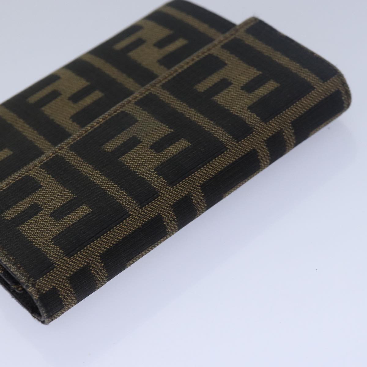 FENDI Zucca Canvas Wallet Black Brown Auth 79791