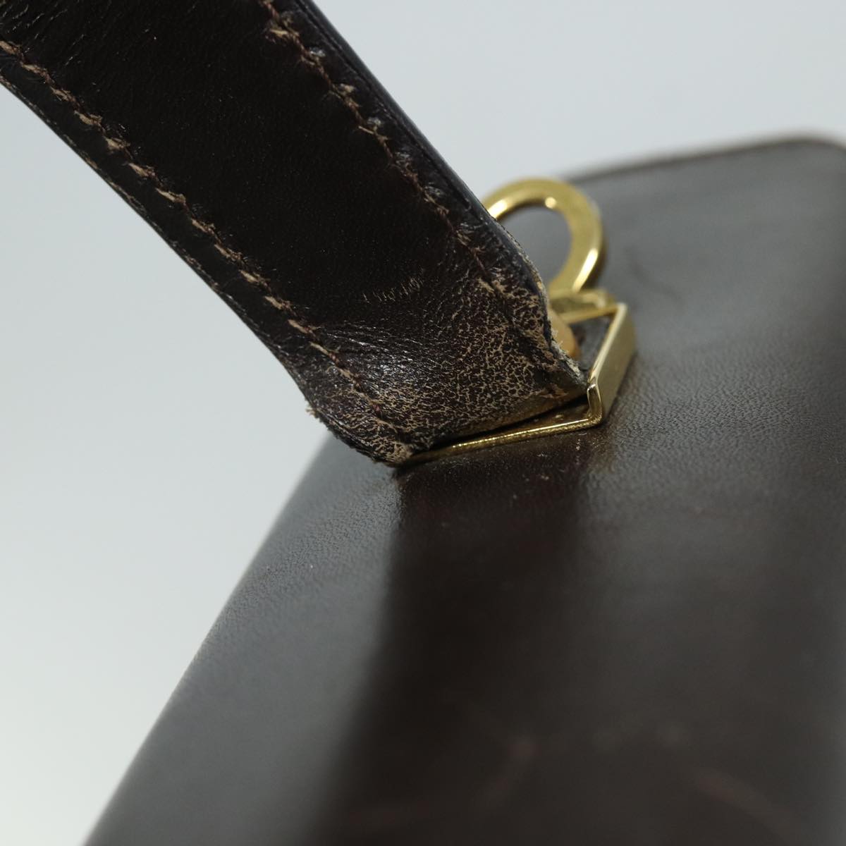 Salvatore Ferragamo Gancini Hand Bag Leather 2way Brown Auth 79812