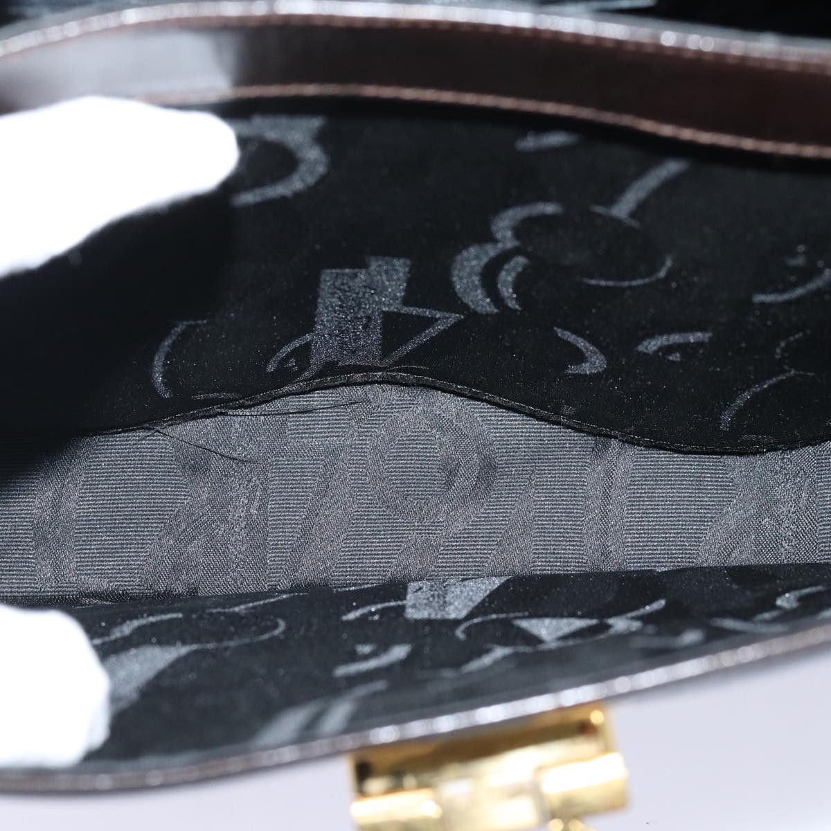 Salvatore Ferragamo Gancini Hand Bag Leather 2way Brown Auth 79812