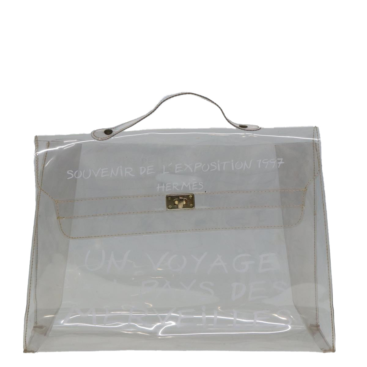 HERMES Vinyl Kelly Hand Bag Vinyl Clear Auth 79847