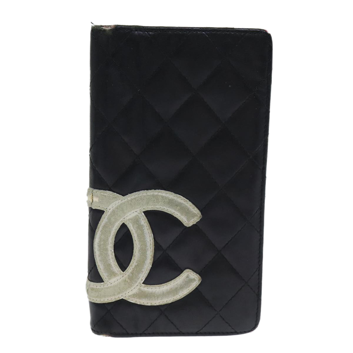 CHANEL Cambon Line Wallet Leather Black CC Auth 79854