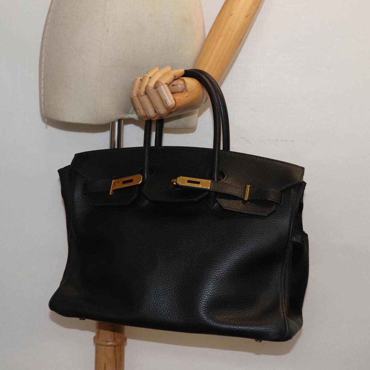 HERMES Birkin 35 Hand Bag Togo Leather Black Auth 79861