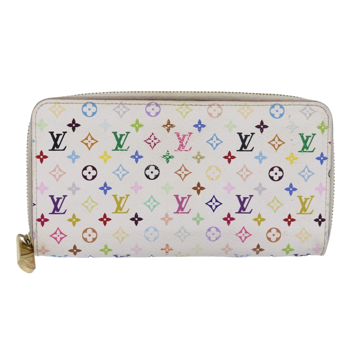 LOUIS VUITTON Monogram Multicolor Zippy Wallet White M60241 LV Auth 79949