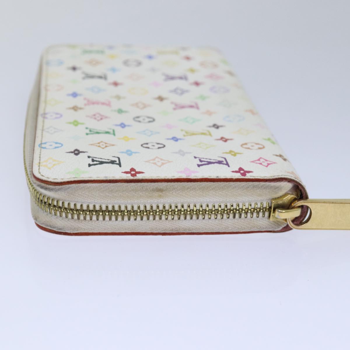 LOUIS VUITTON Monogram Multicolor Zippy Wallet White M60241 LV Auth 79949