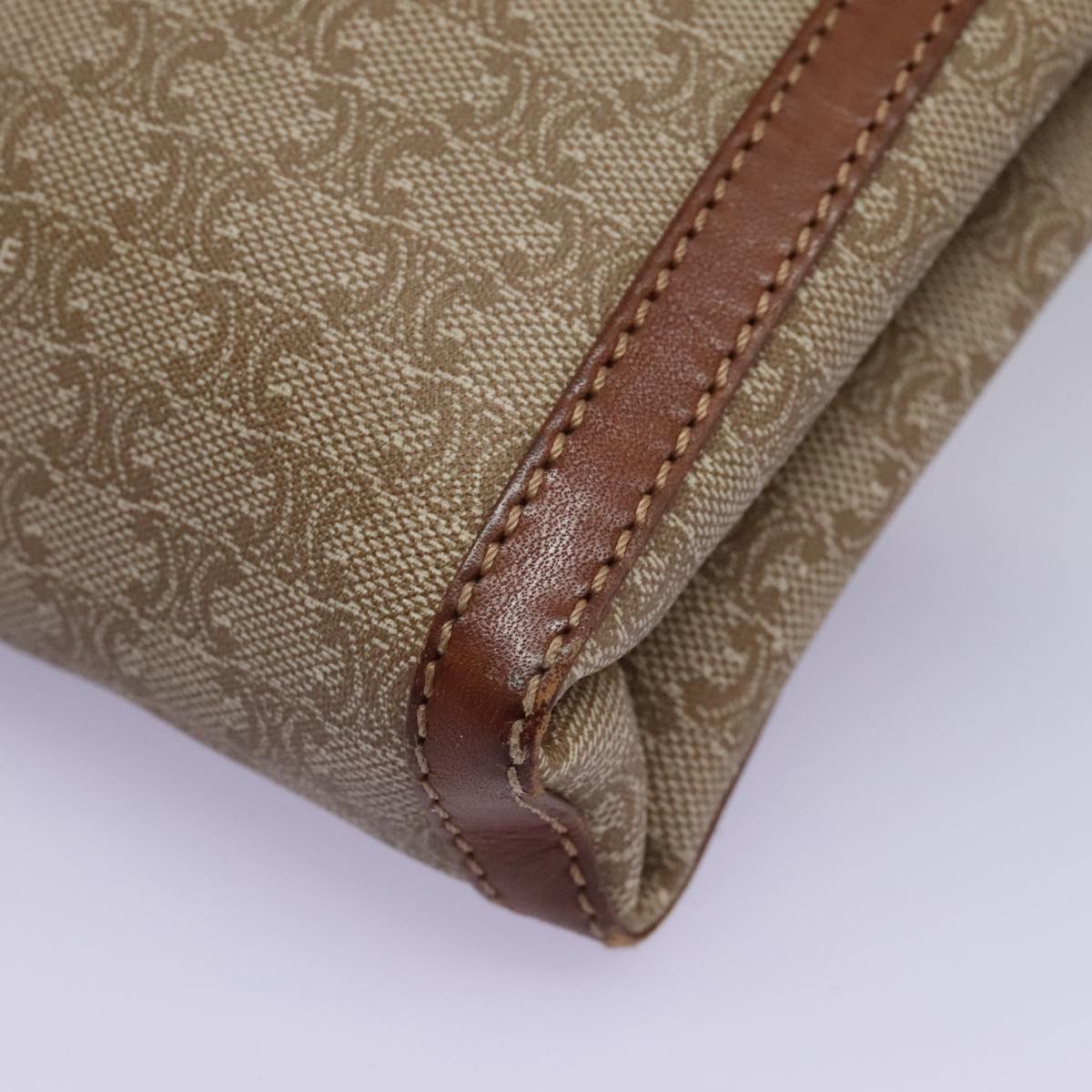 CELINE Macadam Canvas Shoulder Bag Beige Auth 80064