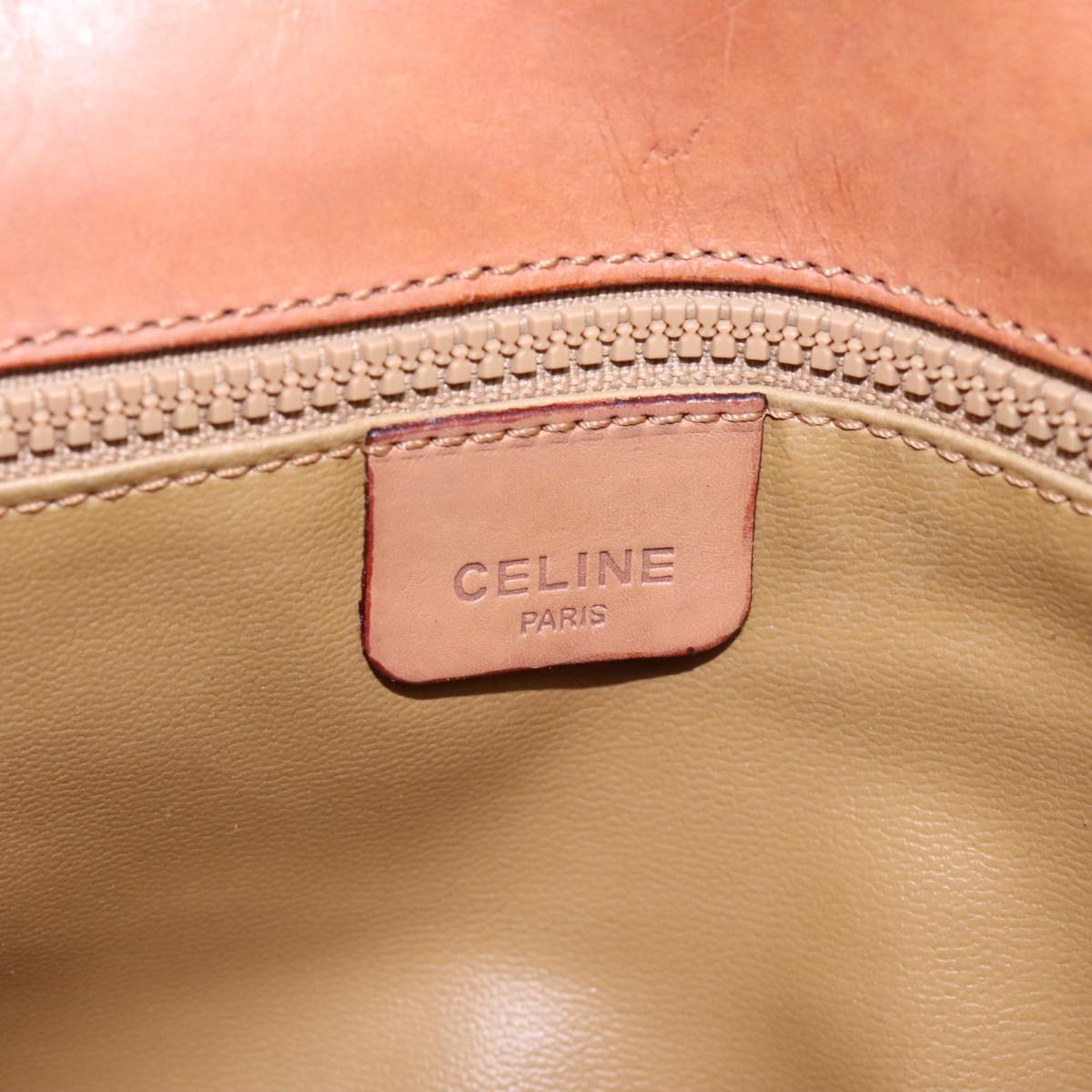 CELINE Macadam Canvas Shoulder Bag Beige Auth 80064
