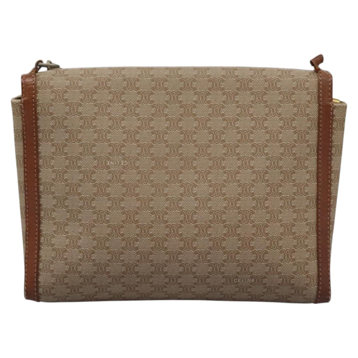 CELINE Macadam Canvas Shoulder Bag Beige Auth 80064