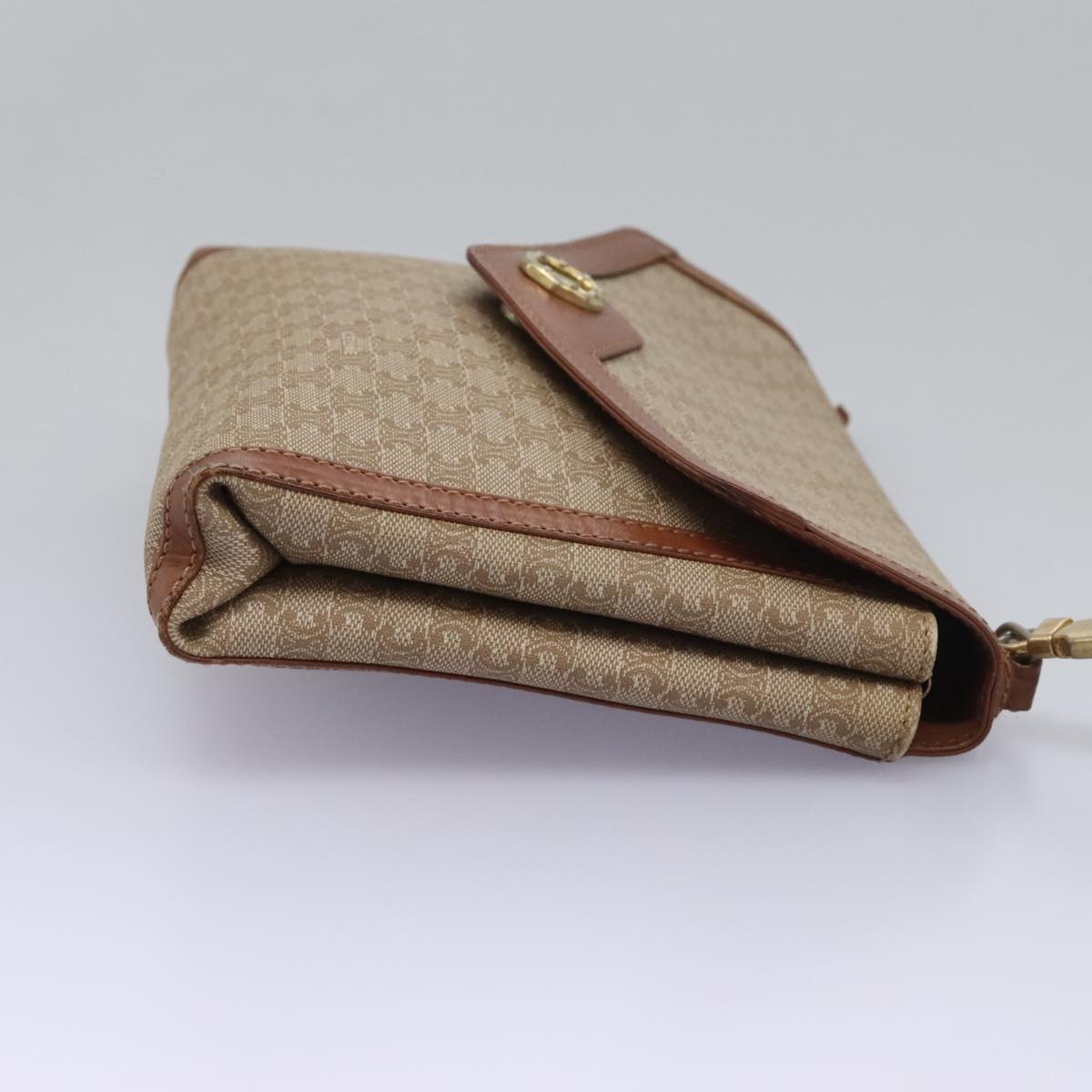 CELINE Macadam Canvas Shoulder Bag Beige Auth 80064