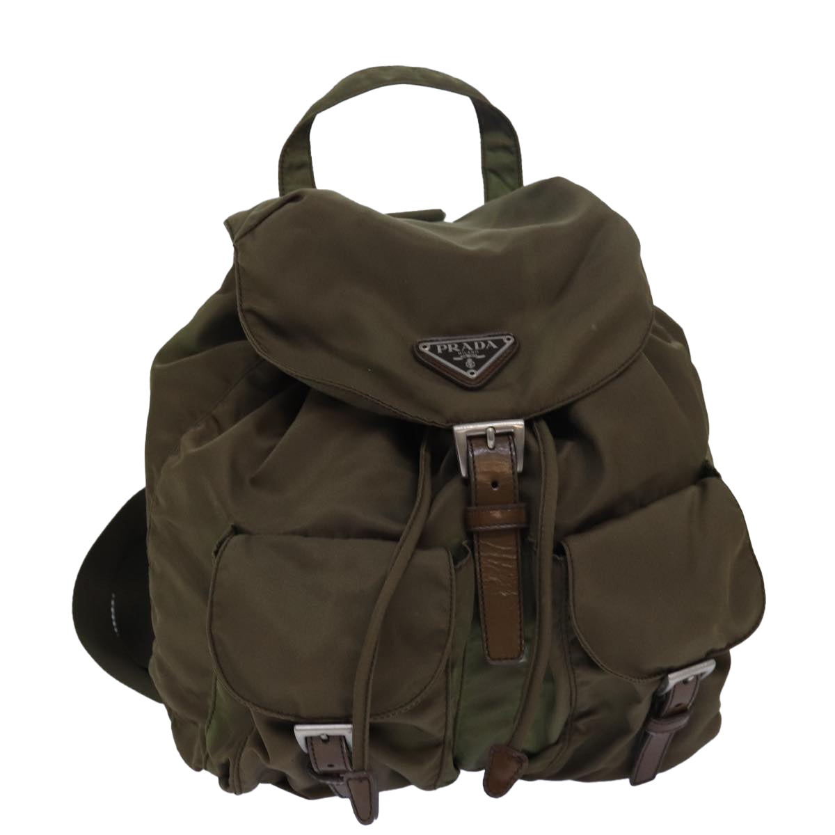 PRADA Nylon Backpack Khaki Auth 80100