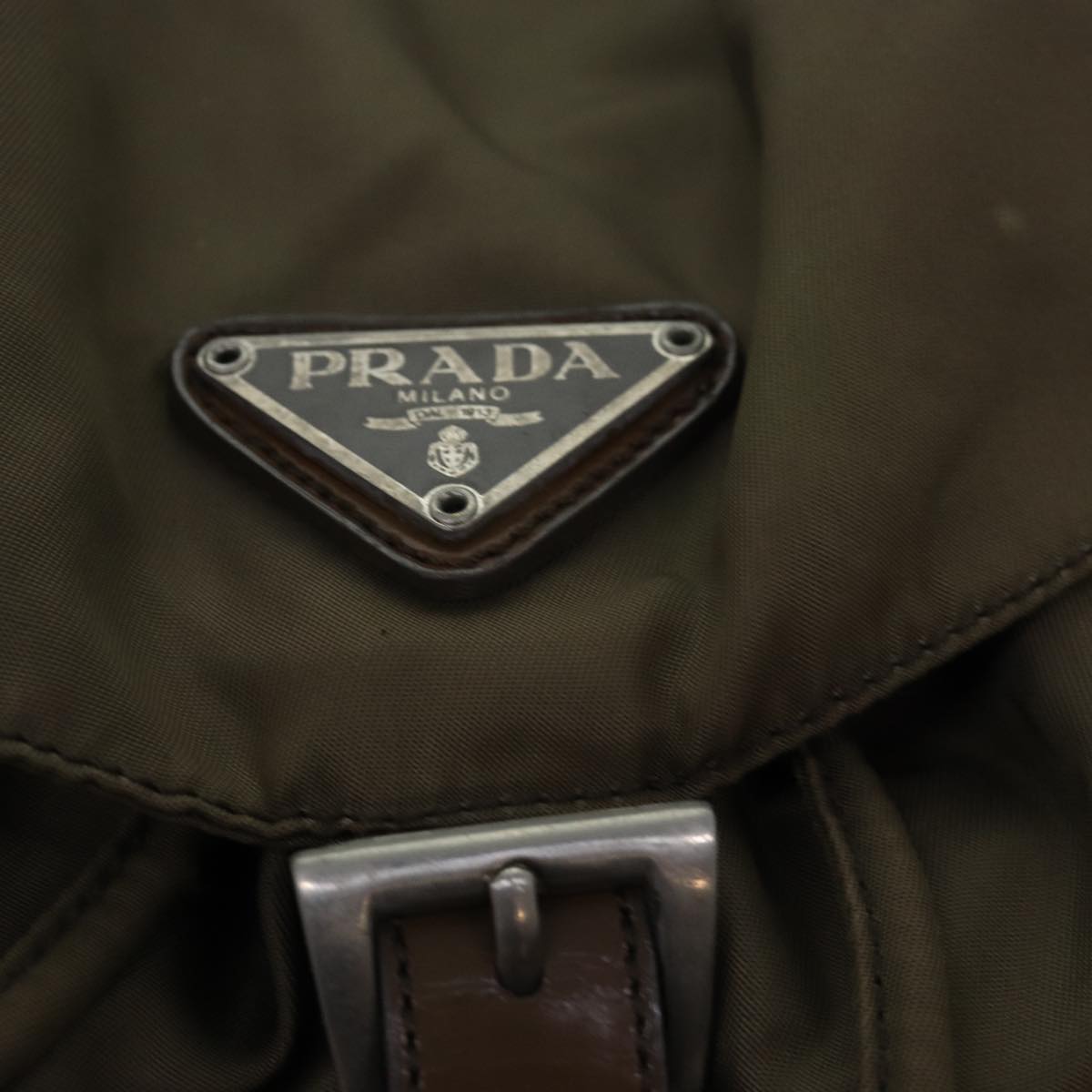 PRADA Nylon Backpack Khaki Auth 80100