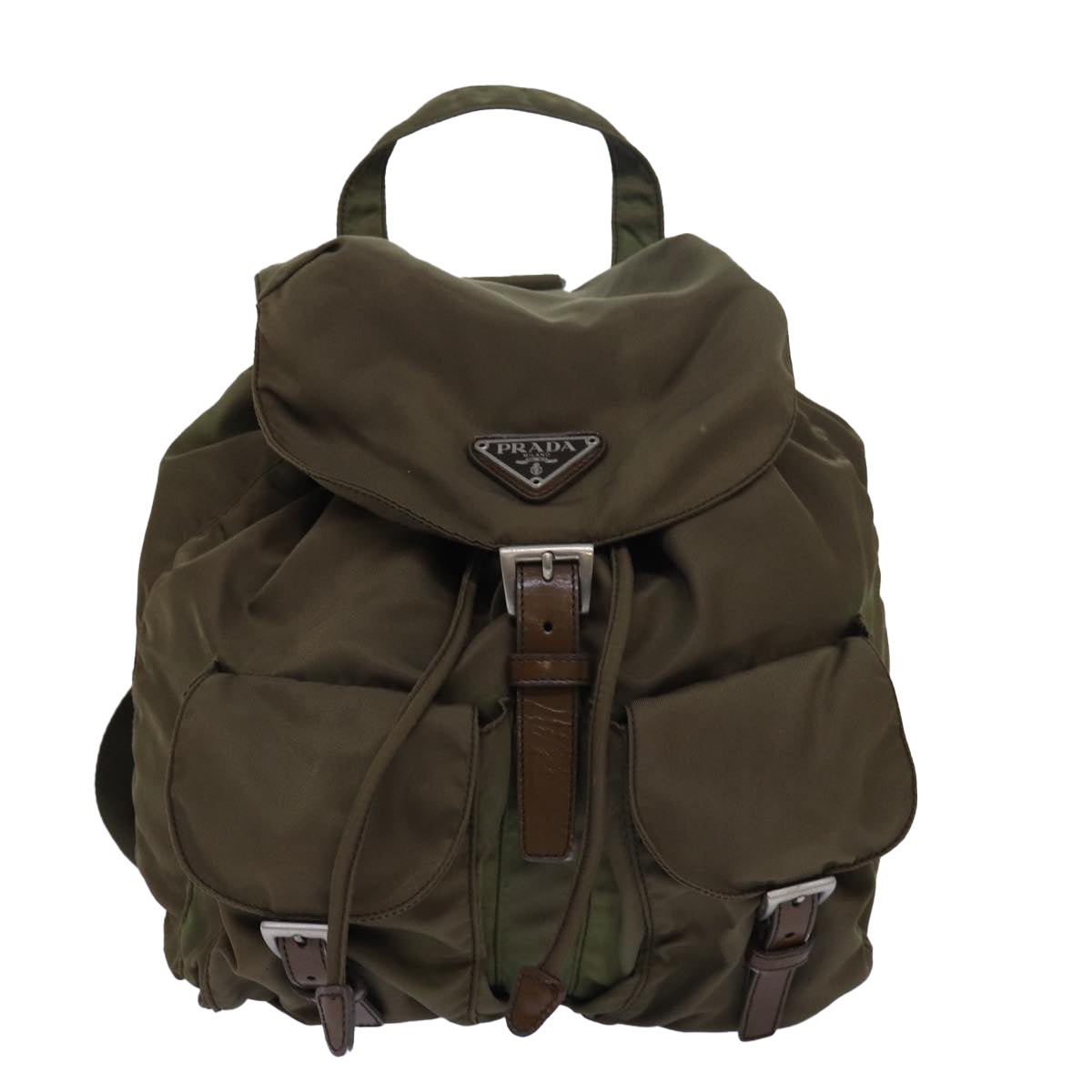 PRADA Nylon Backpack Khaki Auth 80100