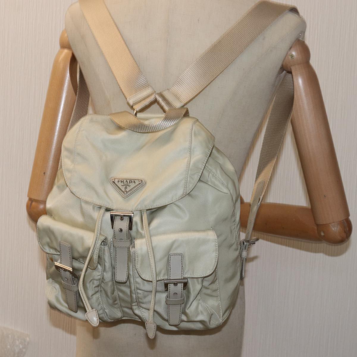 PRADA Nylon Backpack White Auth 80102