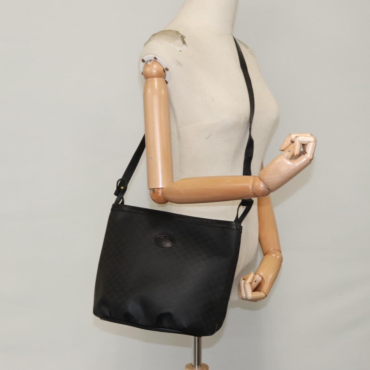 GUCCI Micro GG Canvas Shoulder Bag Black Auth 80173