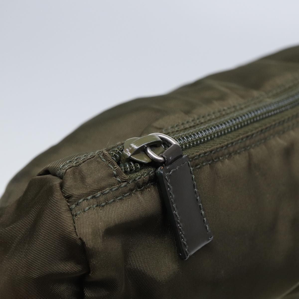 PRADA Pouch Nylon Khaki Auth 80183