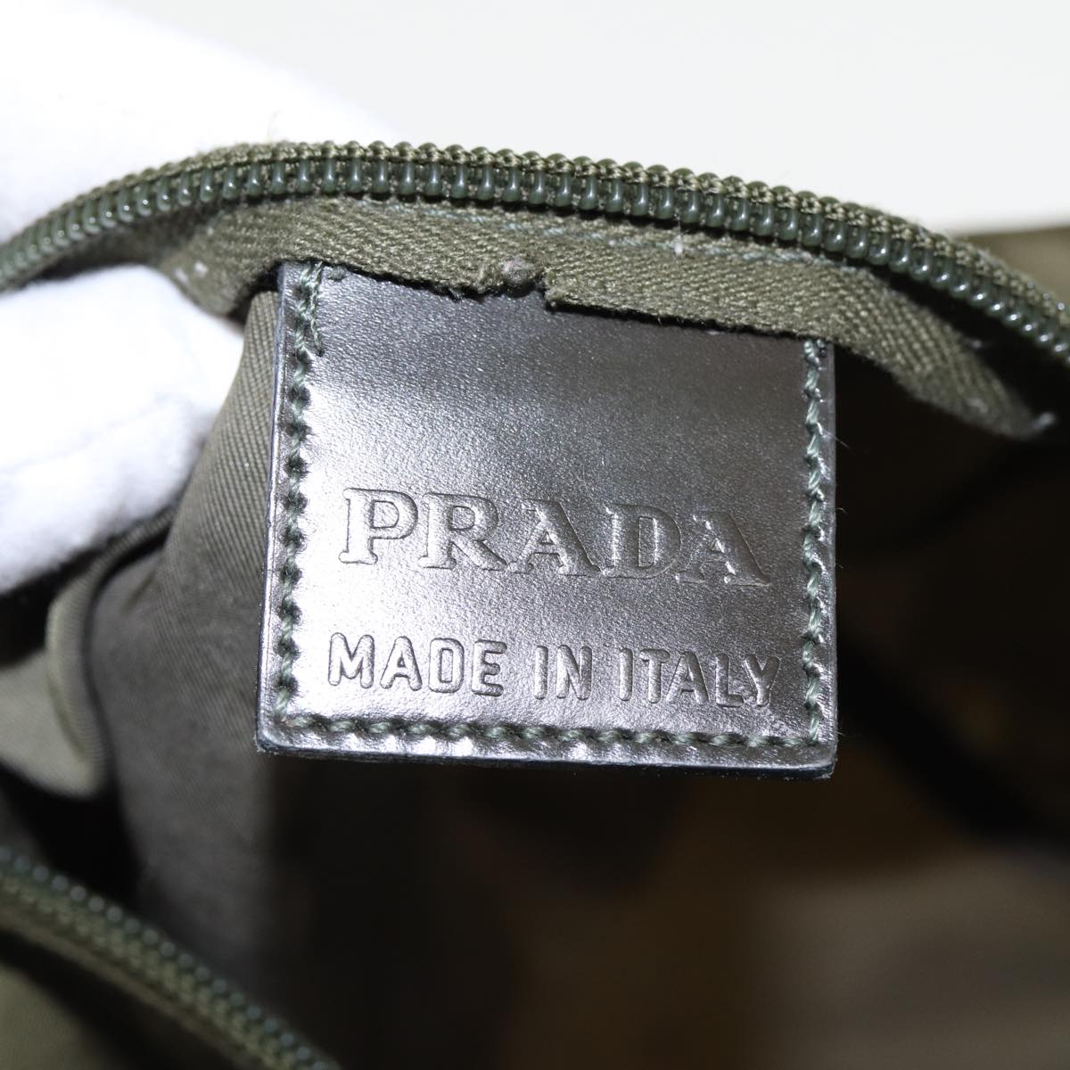 PRADA Pouch Nylon Khaki Auth 80183
