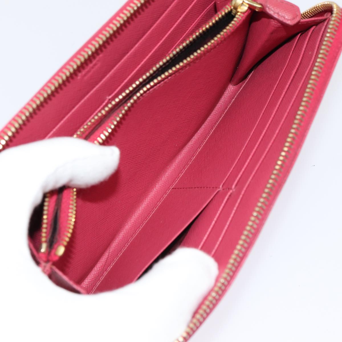 PRADA Long Wallet Safiano leather Pink Auth 80203