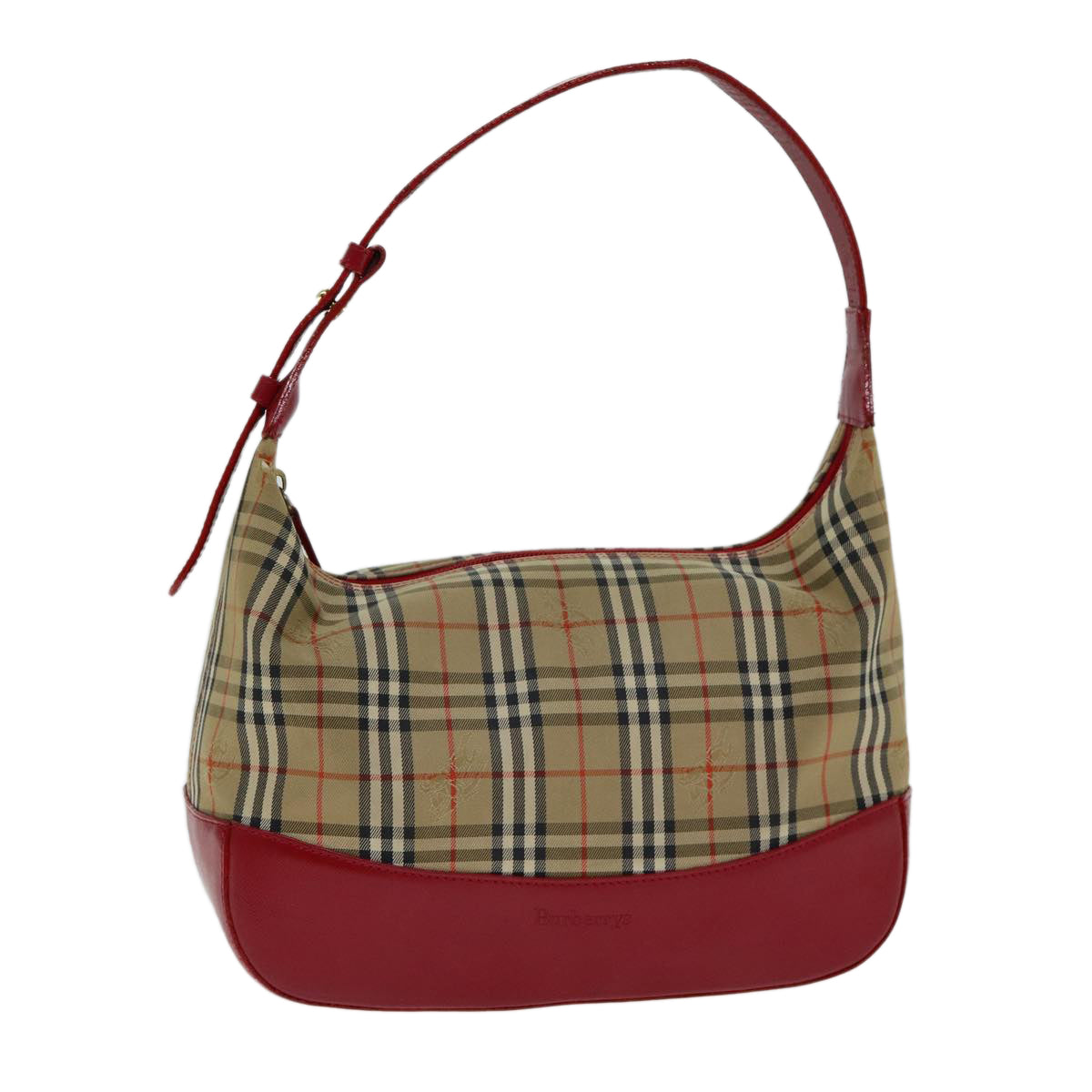 Burberrys Nova Check Shoulder Bag Canvas Beige Red Auth 80232