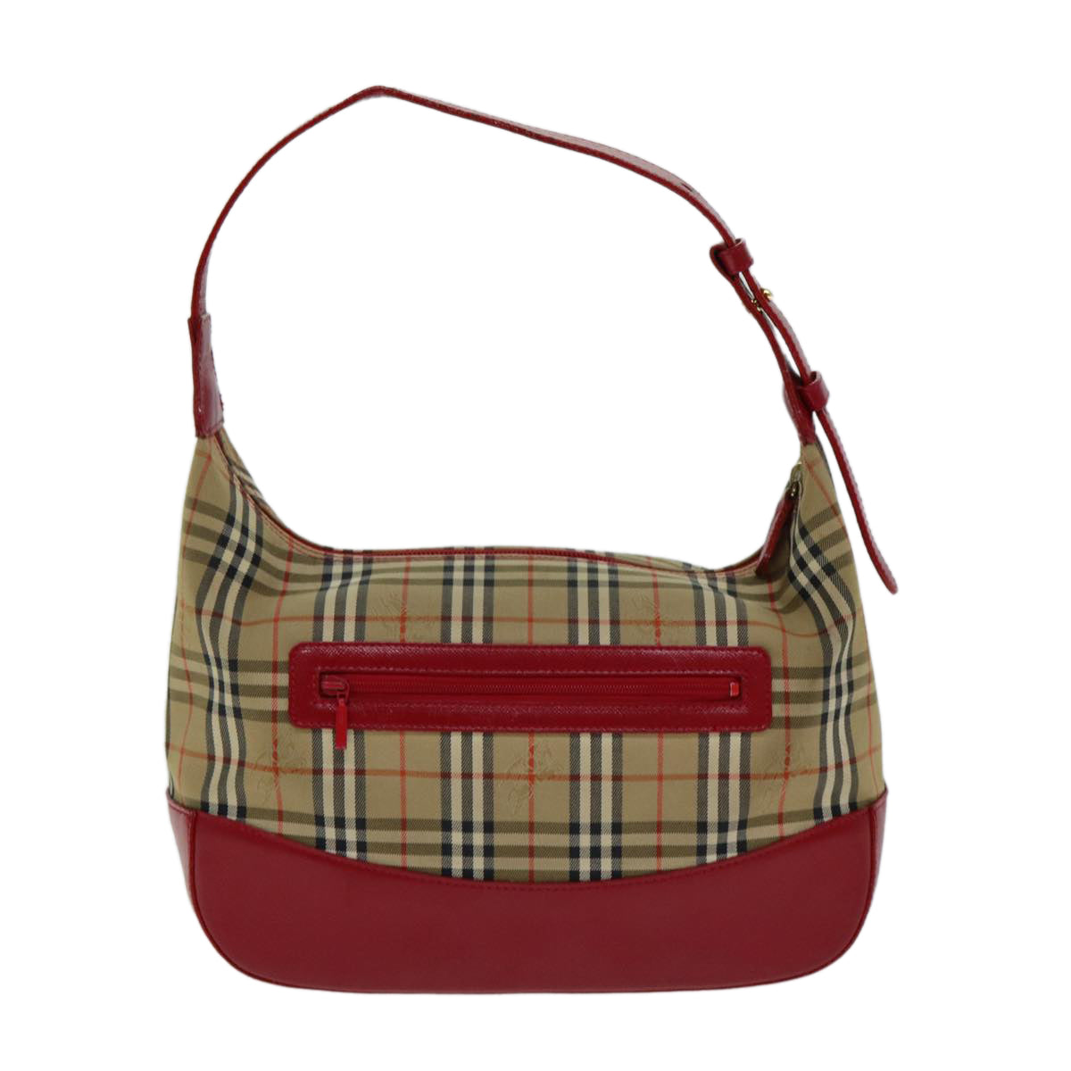 Burberrys Nova Check Shoulder Bag Canvas Beige Red Auth 80232