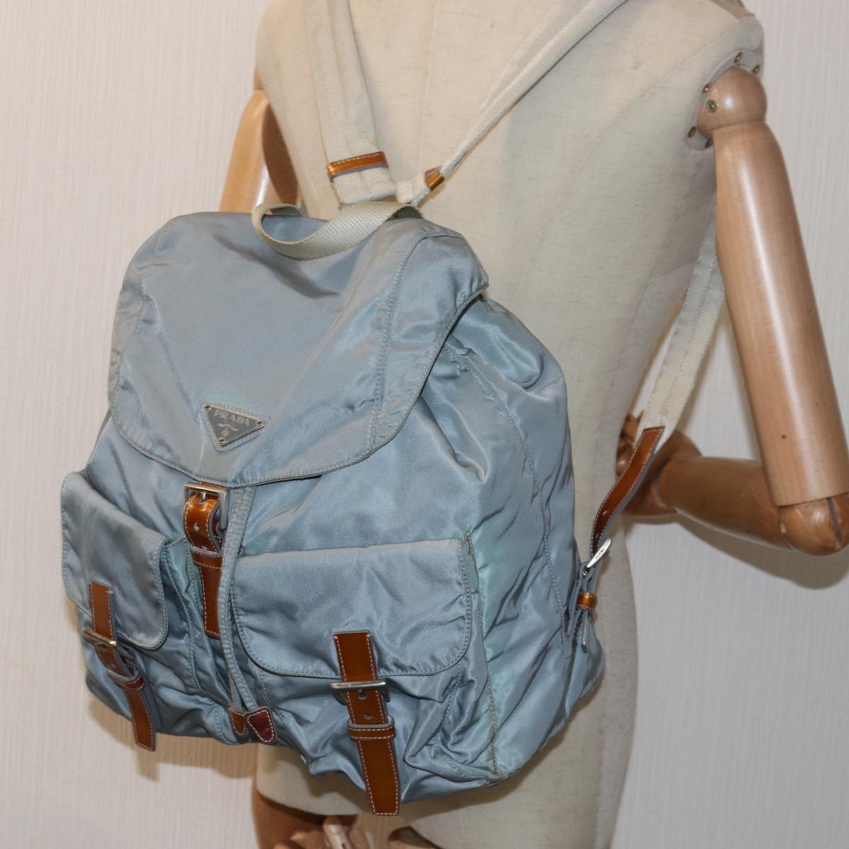 PRADA Backpack Nylon Blue Auth 80578