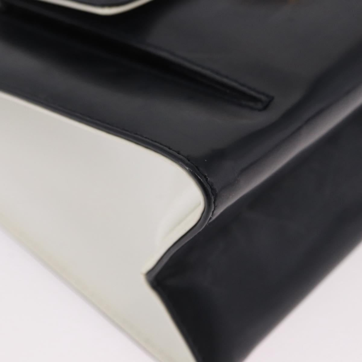 Salvatore Ferragamo Gancini Hand Bag Patent leather 2way Black Auth 80608