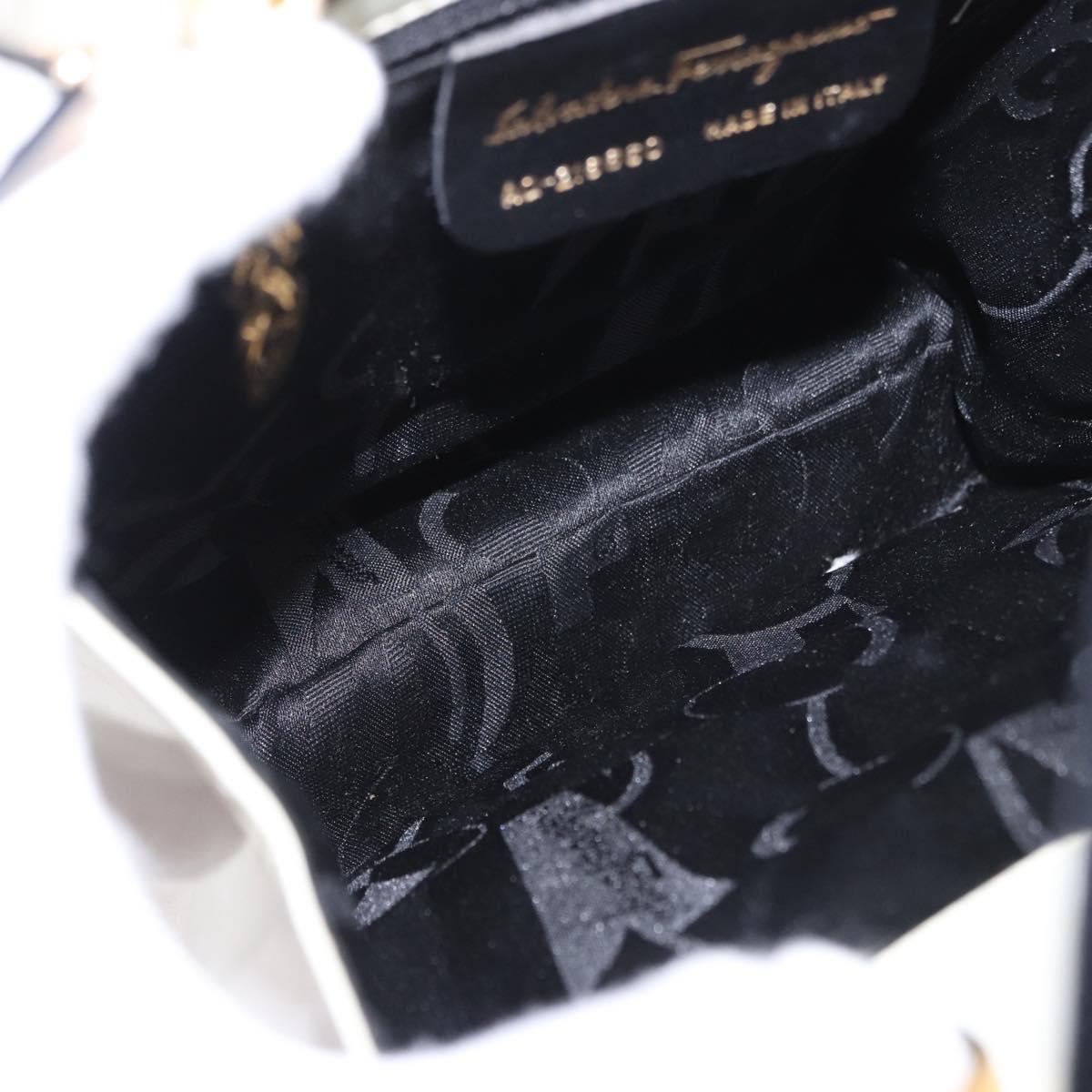 Salvatore Ferragamo Gancini Hand Bag Patent leather 2way Black Auth 80608